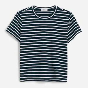 NWT Madewell Women's XL Perfect Crewneck Tee in Allday Jersey Navy White Casual